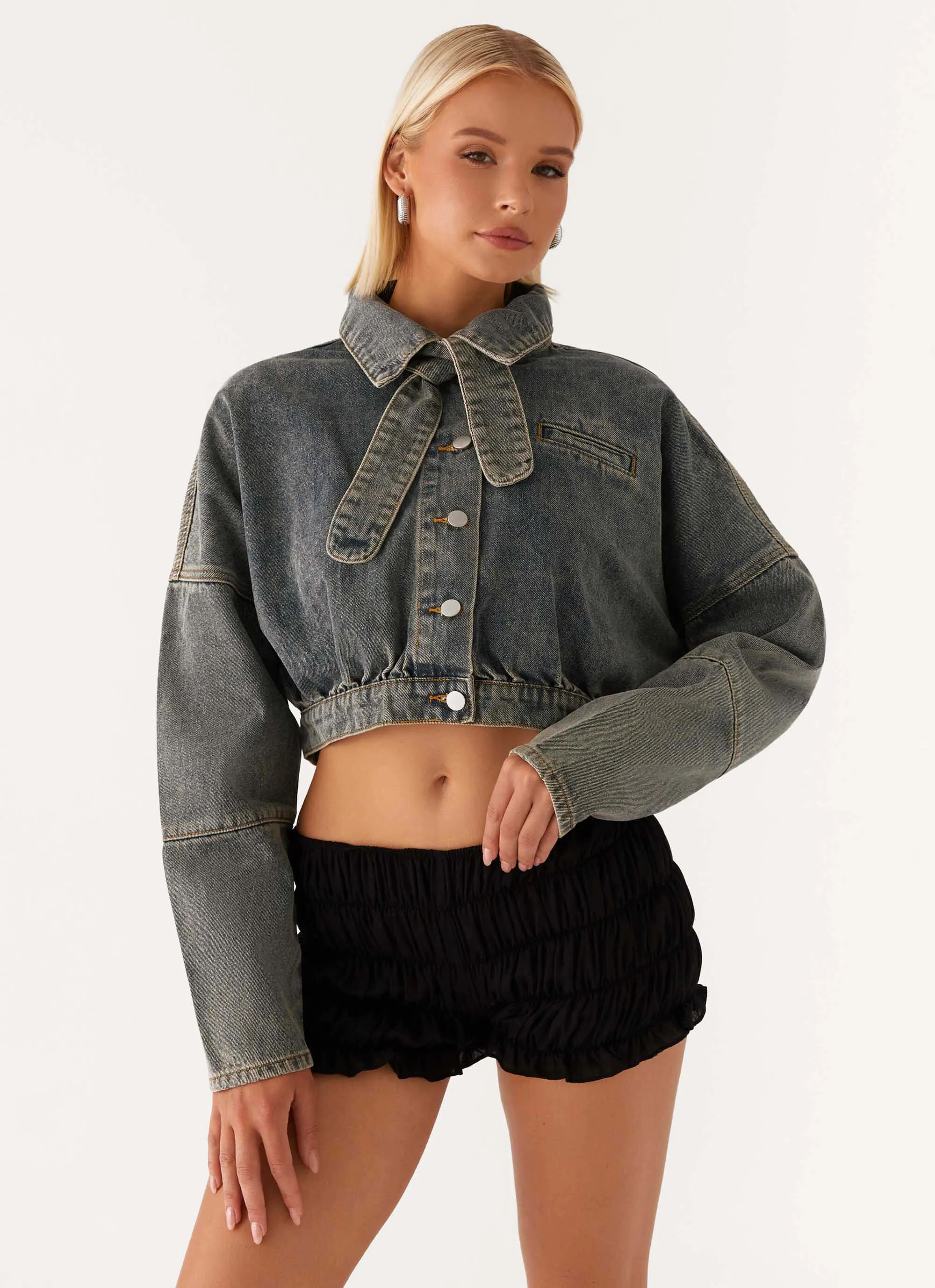 Lilith Boxy Denim Jacket - Vintage Wash