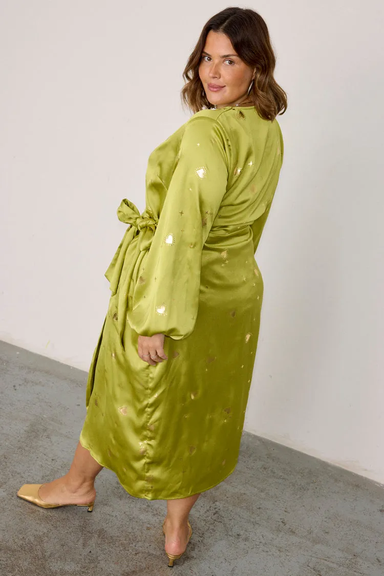 Lime Hearts Vienna Wrap Dress