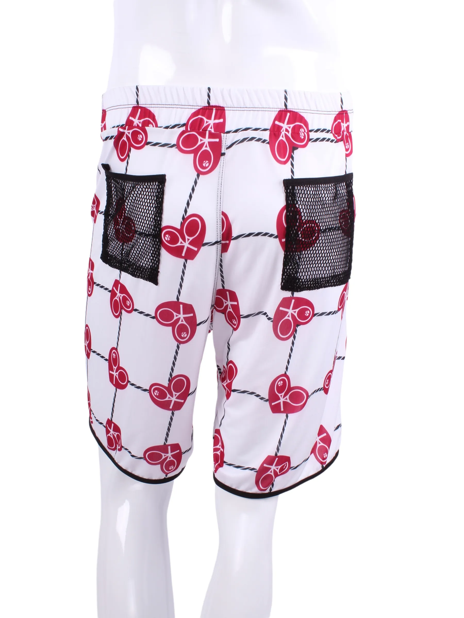 Limited Men’s Shorts Raspberry Red Hearts & Net