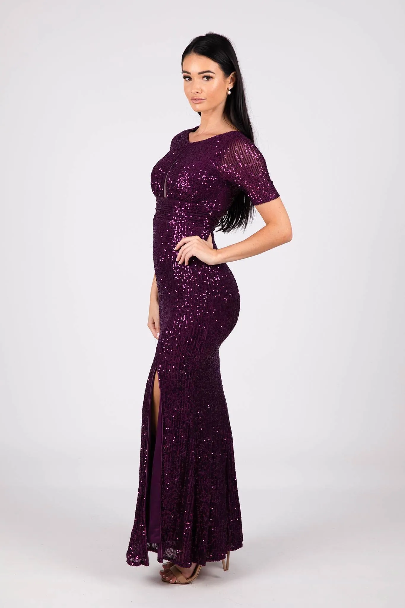 Linda Sequin Maxi Dress - Purple (S & L - Clearance Sale)