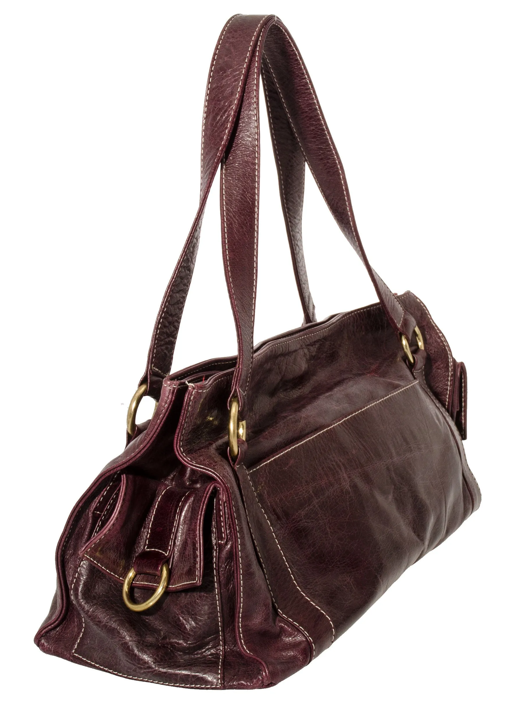 Marnie Bugs Lady w/ Makeup Handbag in Eggplant Leather