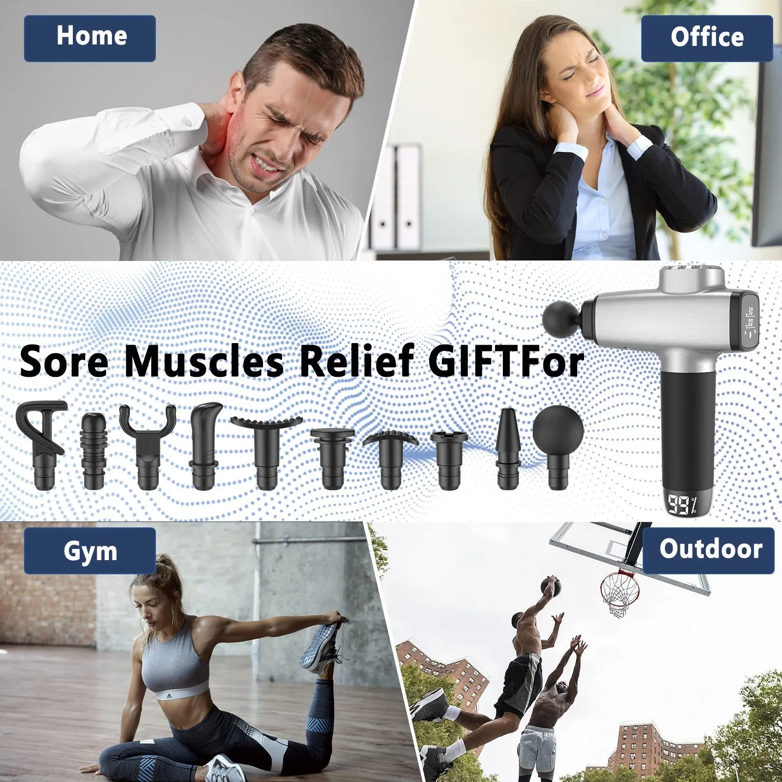 Massage Gun Deep Tissue, Percussion Muscle Massager Handheld Massage Gun for Athletes