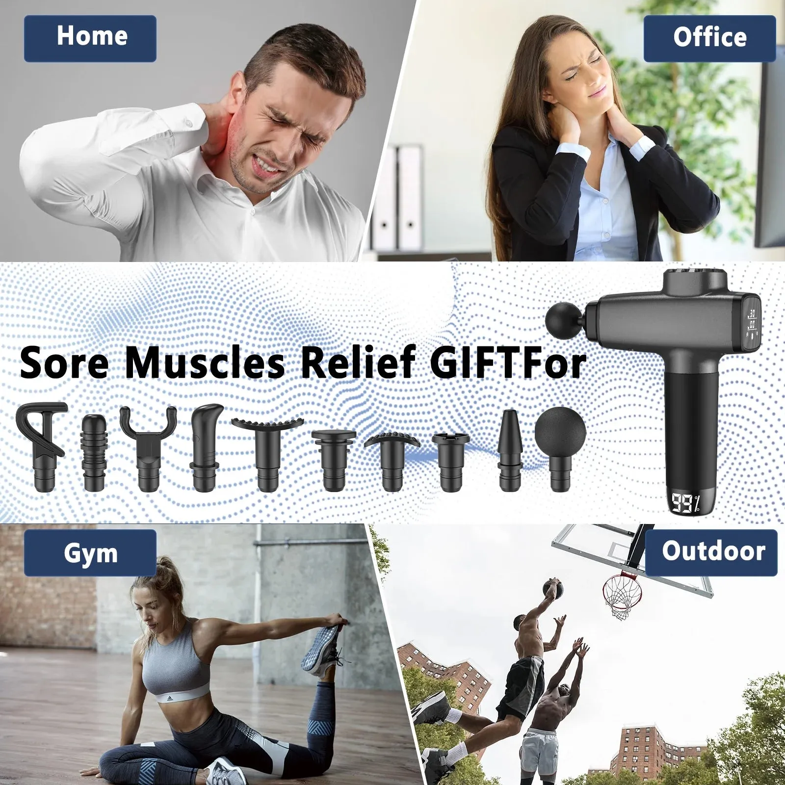 Massage Gun Deep Tissue, Percussion Muscle Massager Handheld Massage Gun for Athletes