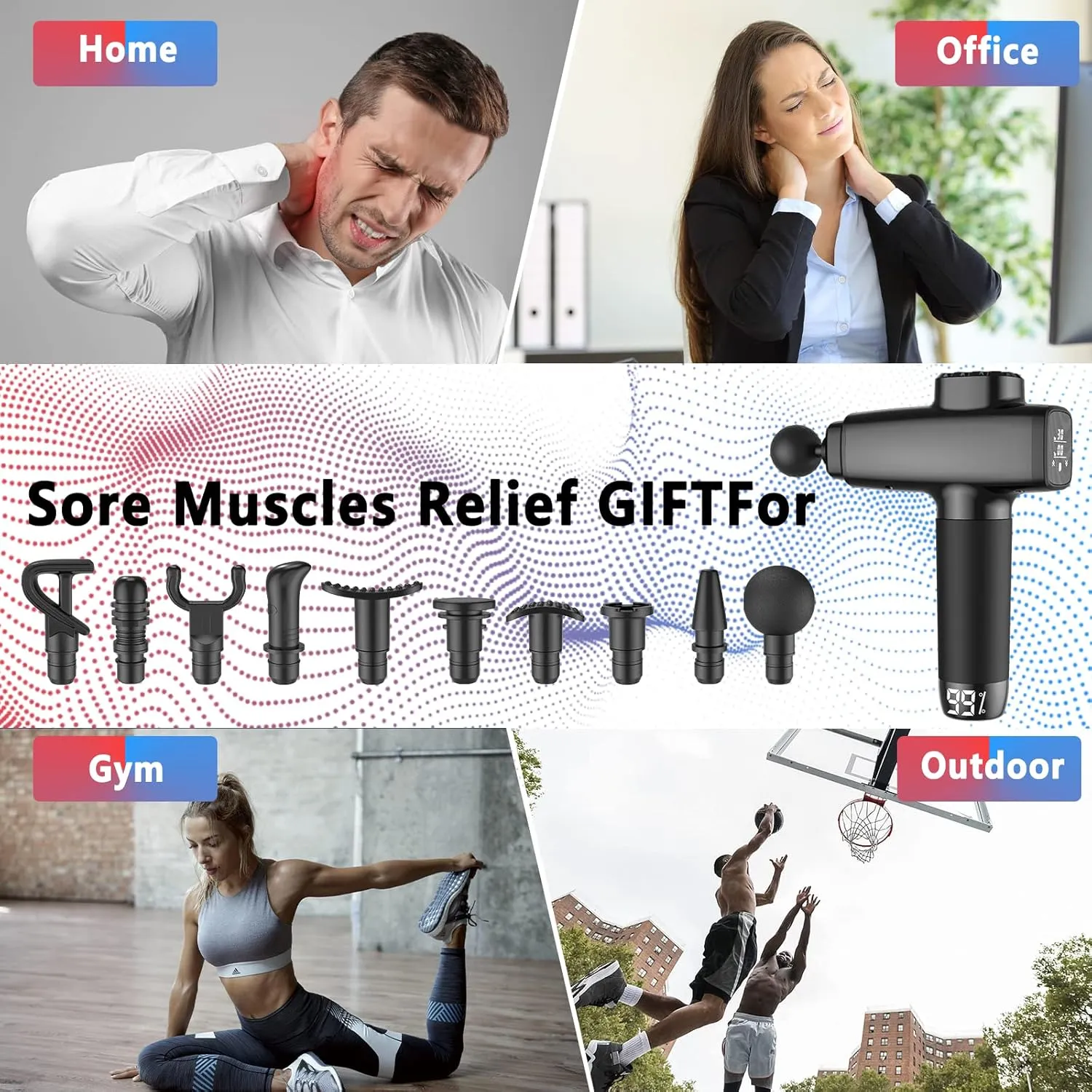 Massage Gun Deep Tissue, Percussion Muscle Massager Handheld Massage Gun for Athletes