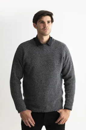 Mens Breakwater Shetland Gansey Jumper - Grey