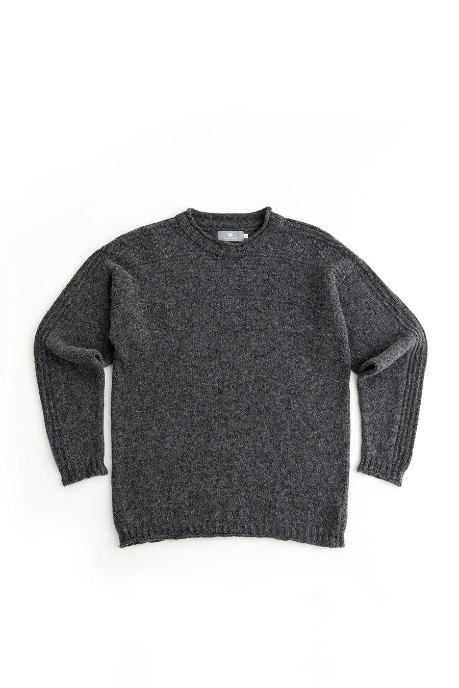 Mens Breakwater Shetland Gansey Jumper - Grey