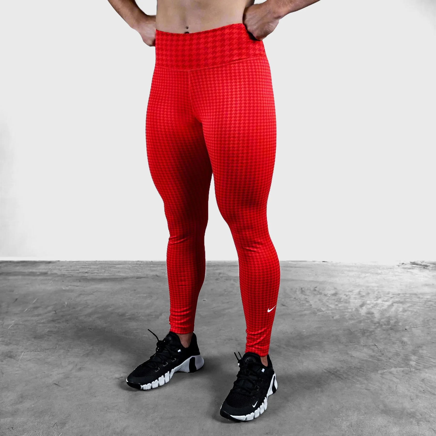 Nike - Dri-FIT One Icon Clash Women's Mid-Rise 7/8 Printed Leggings - CHILE RED/UNIVERSITY RED/WHITE