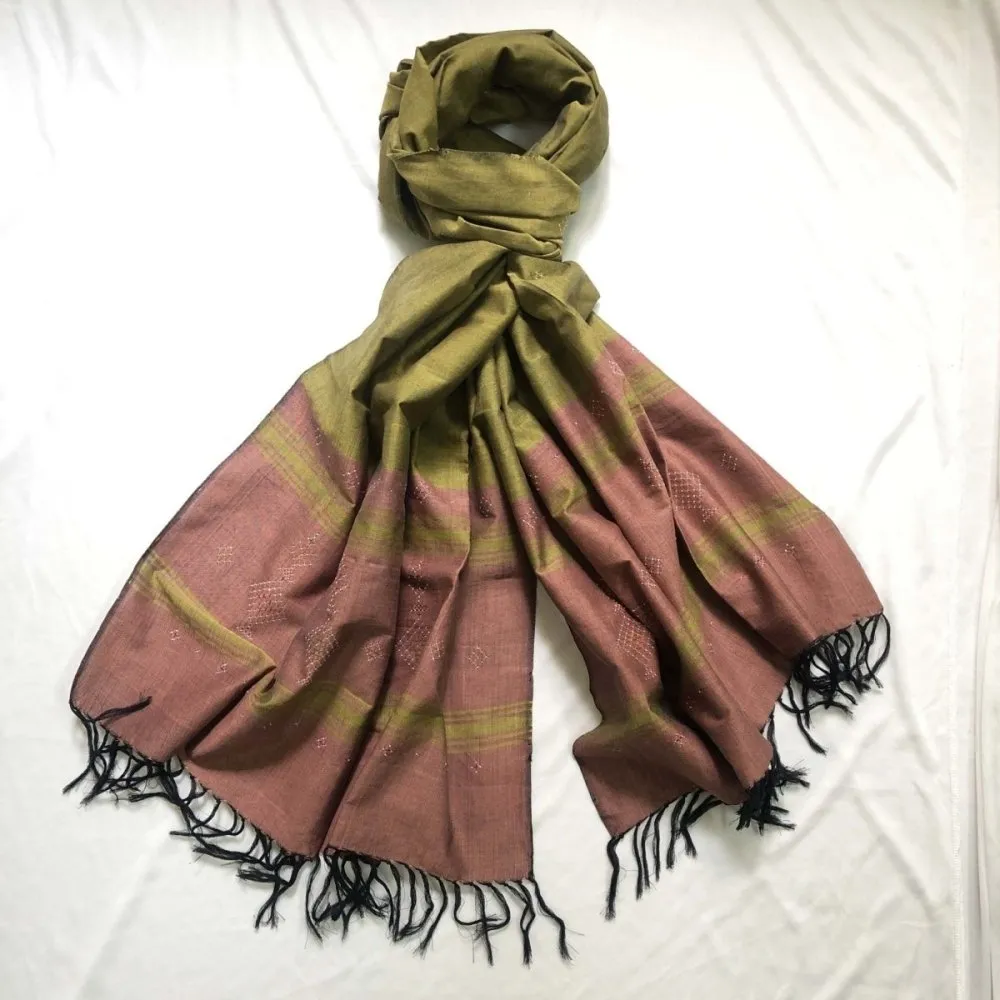 Olive & Pink Handwoven Beaded Long Stole