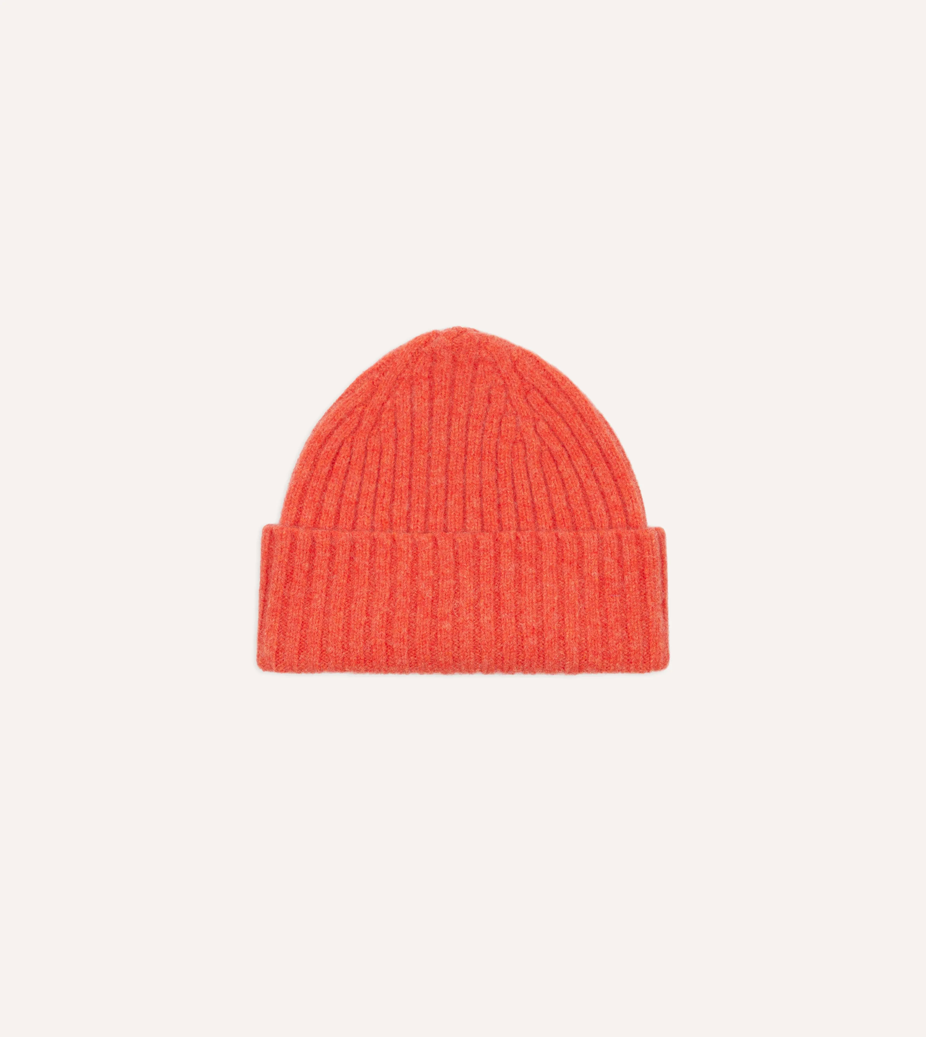 Orange Lambswool Ribbed Knit Cap