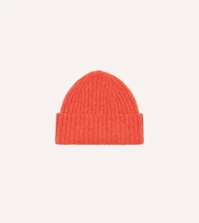 Orange Lambswool Ribbed Knit Cap