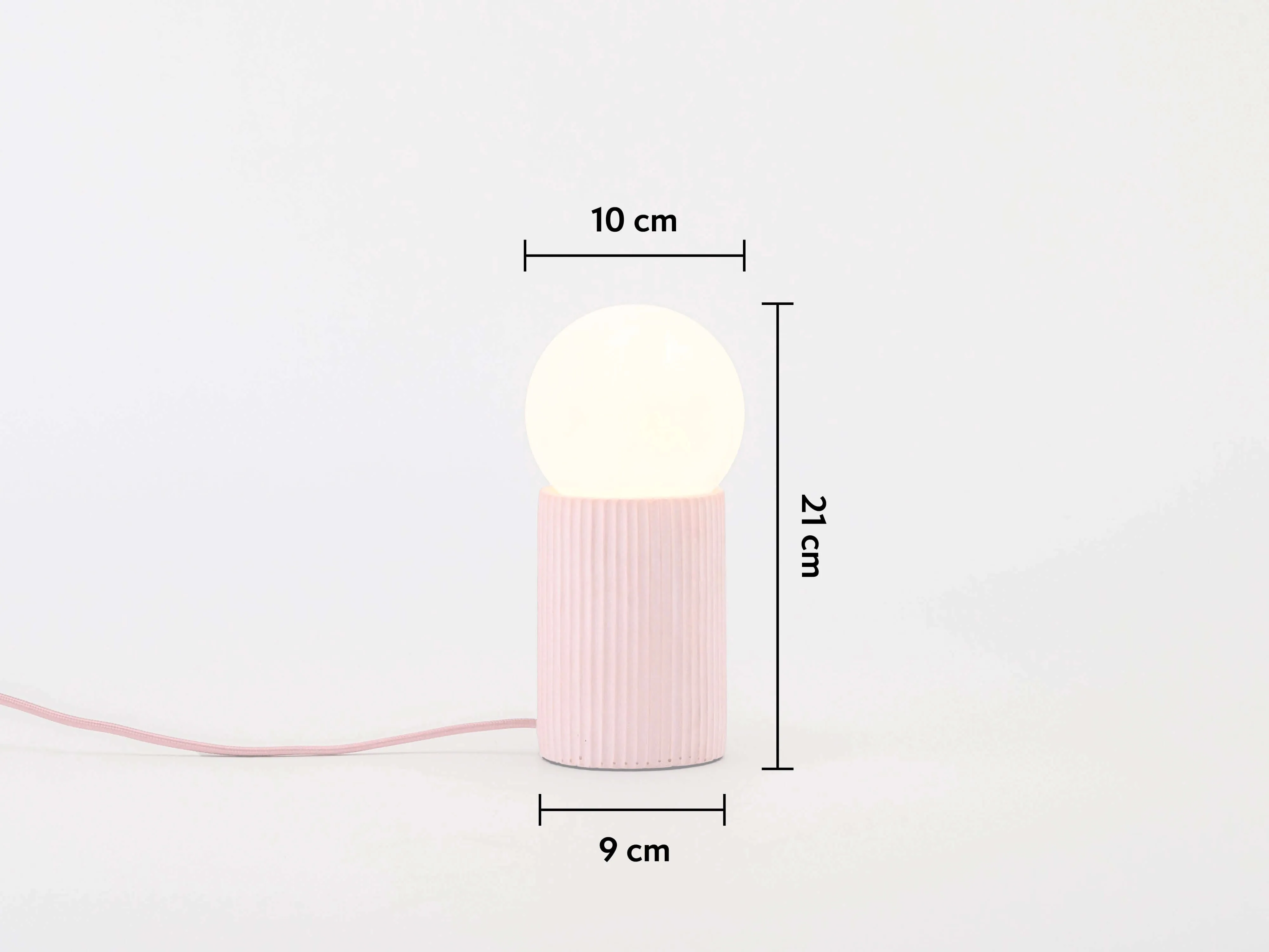 Pink concrete ribbed table lamp