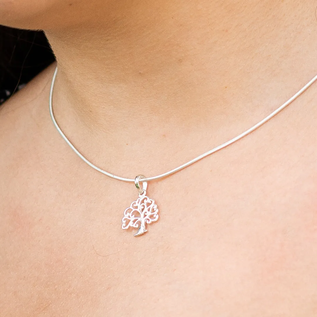 Pretty Tree-Of-Life Necklace, 92.5% Sterling Silver.