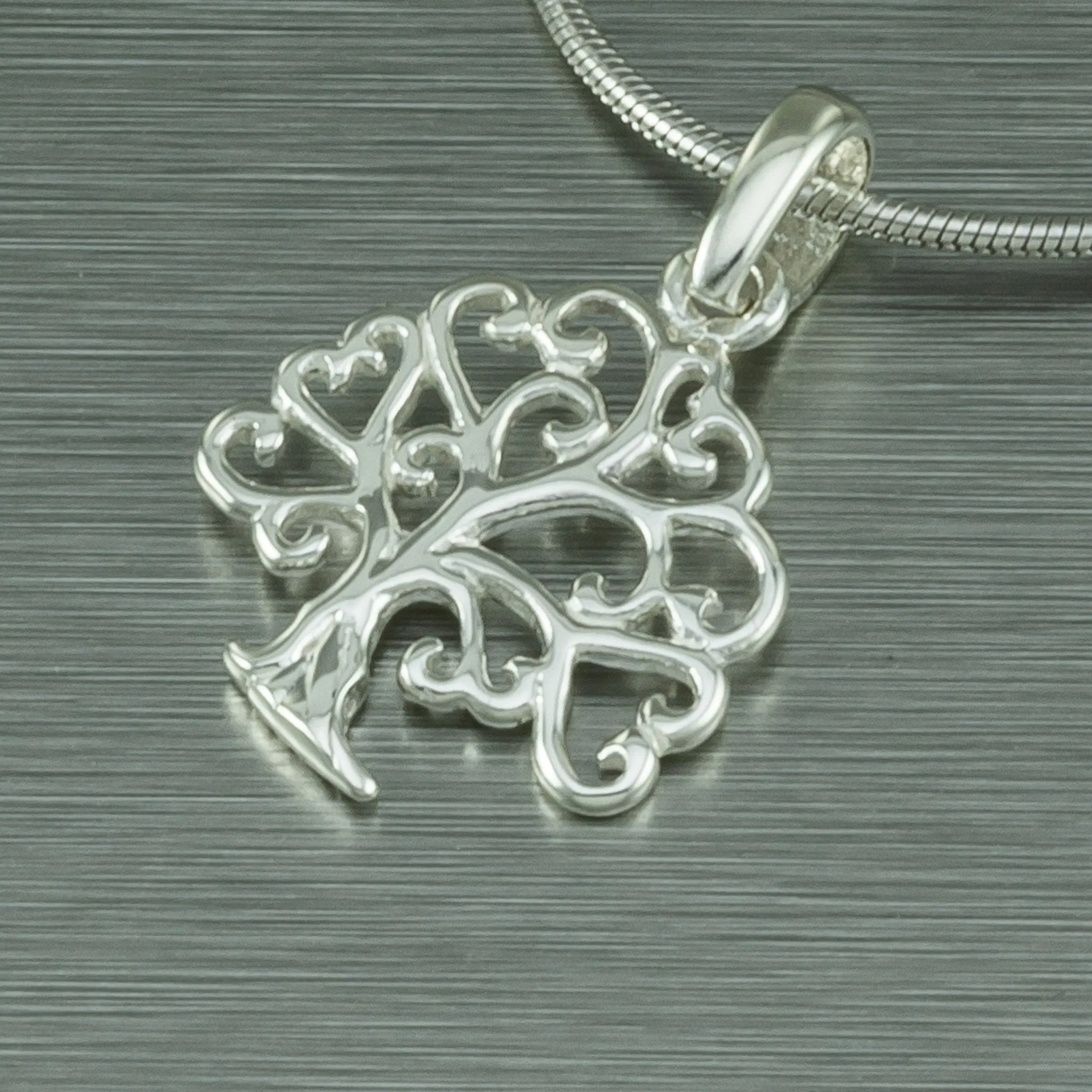 Pretty Tree-Of-Life Necklace, 92.5% Sterling Silver.