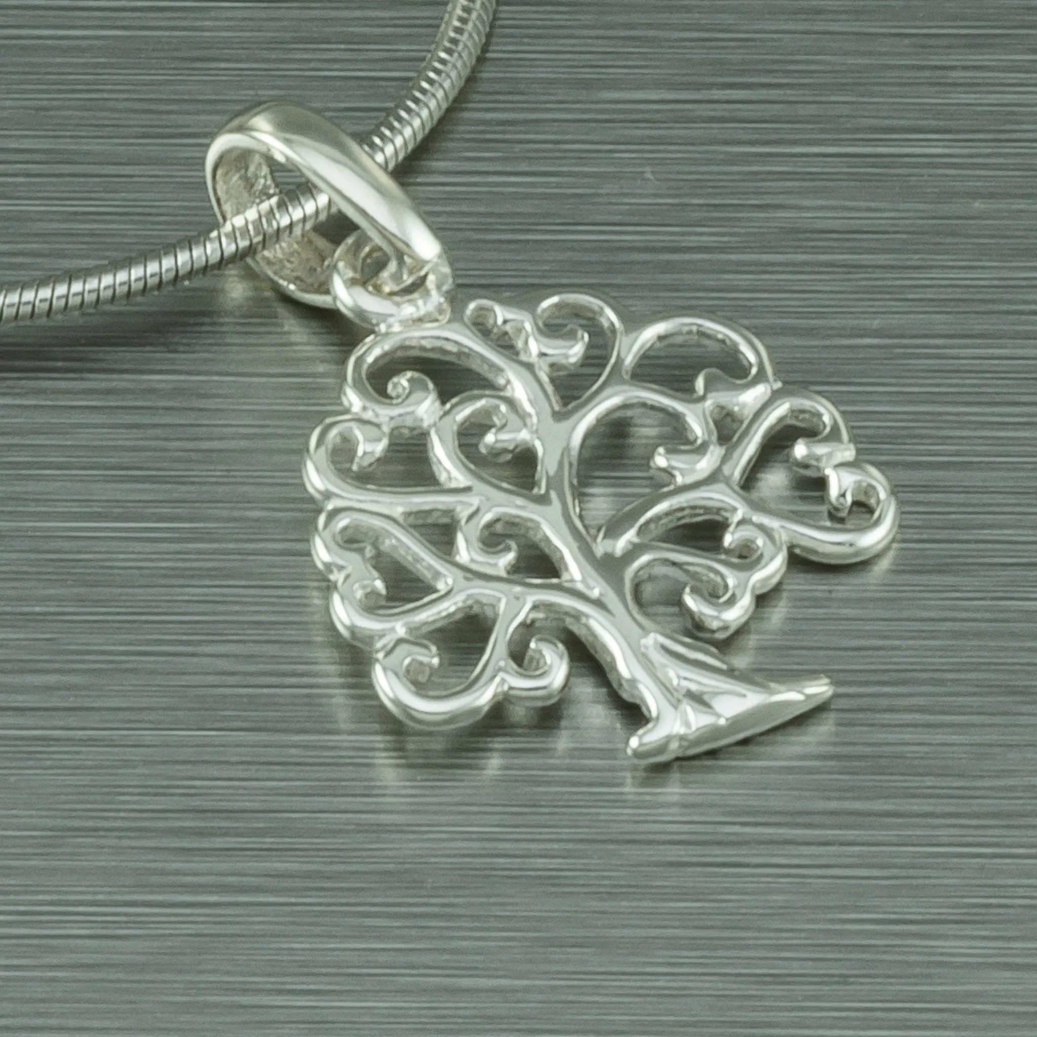 Pretty Tree-Of-Life Necklace, 92.5% Sterling Silver.