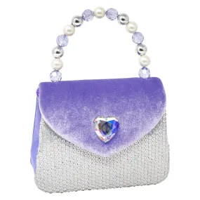 Princess Violet Velvet & Sequin Handbag with Beaded Handle