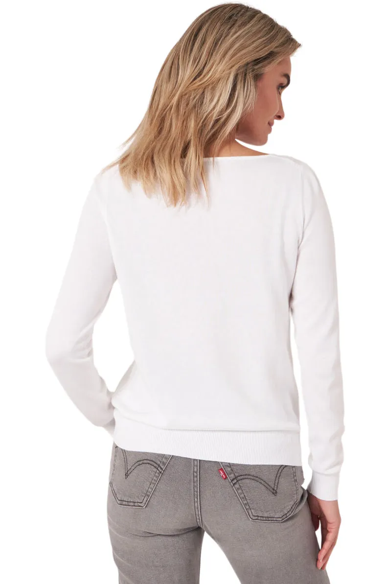 Repeat Cashmere Organic Cotton Long Sleeve Pullover in White