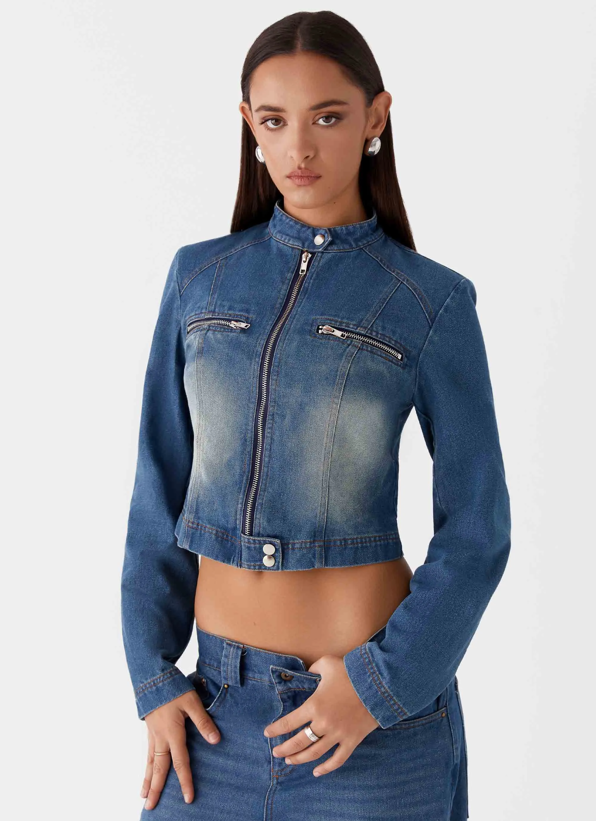 Ride Elegant Denim Jacket - Vintage Blue Wash