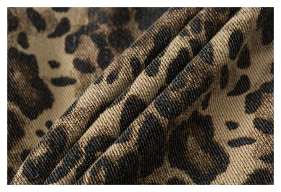 Rogue Leopard | Oversized Leopard Print Denim Jacket