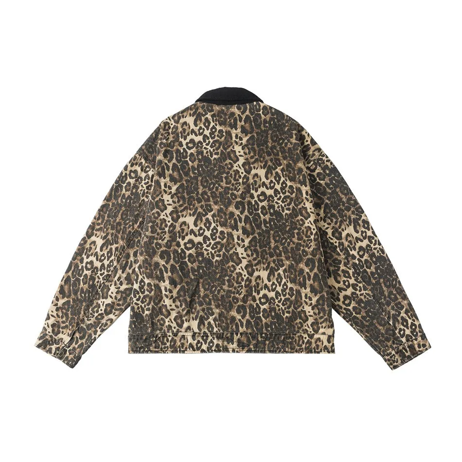 Rogue Leopard | Oversized Leopard Print Denim Jacket