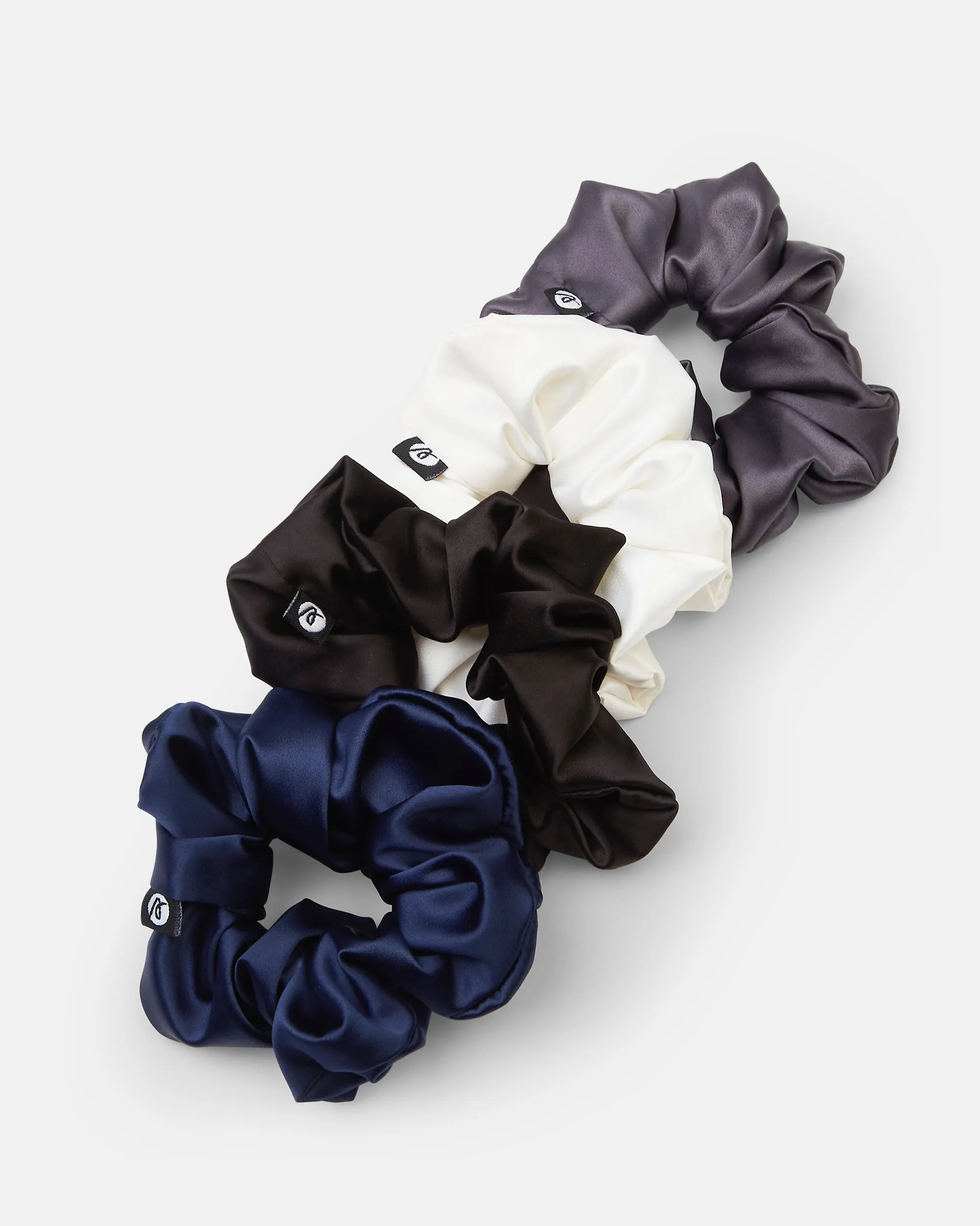 Scrunchie 4 Pack - White/Black/Charcoal/Navy