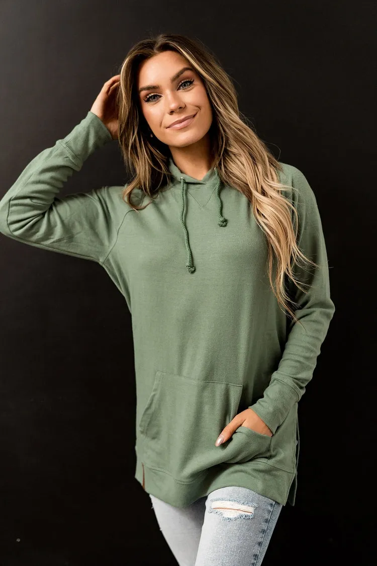 Sideslit Hoodie - Chive