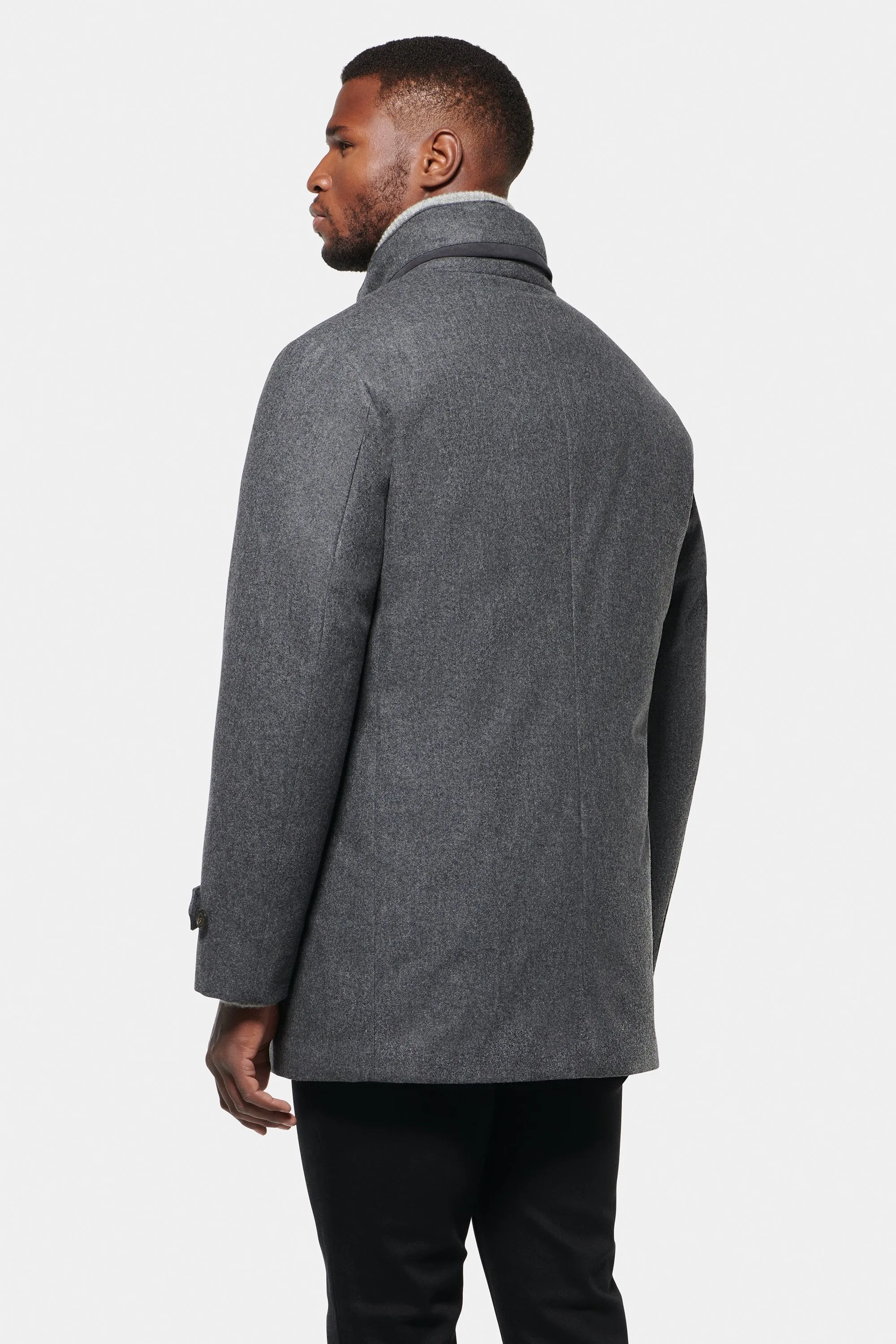 Slim Hooded Stretch Car Coat, Charcoal