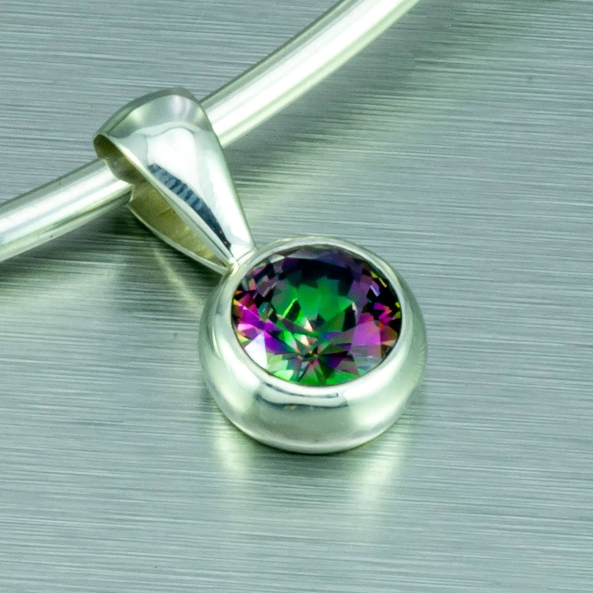 Small Mystic Topaz Necklace. 92.5% Sterling Silver.