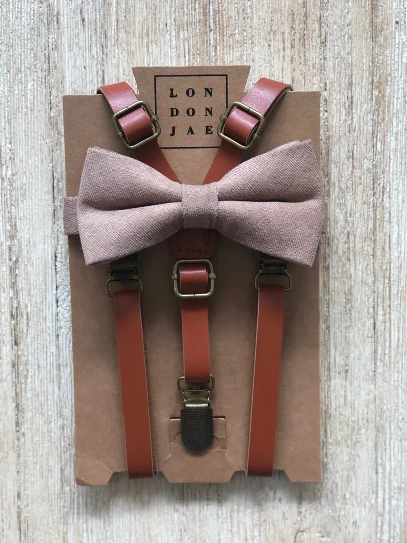 Taupe Linen Pre-Tied Bow Tie