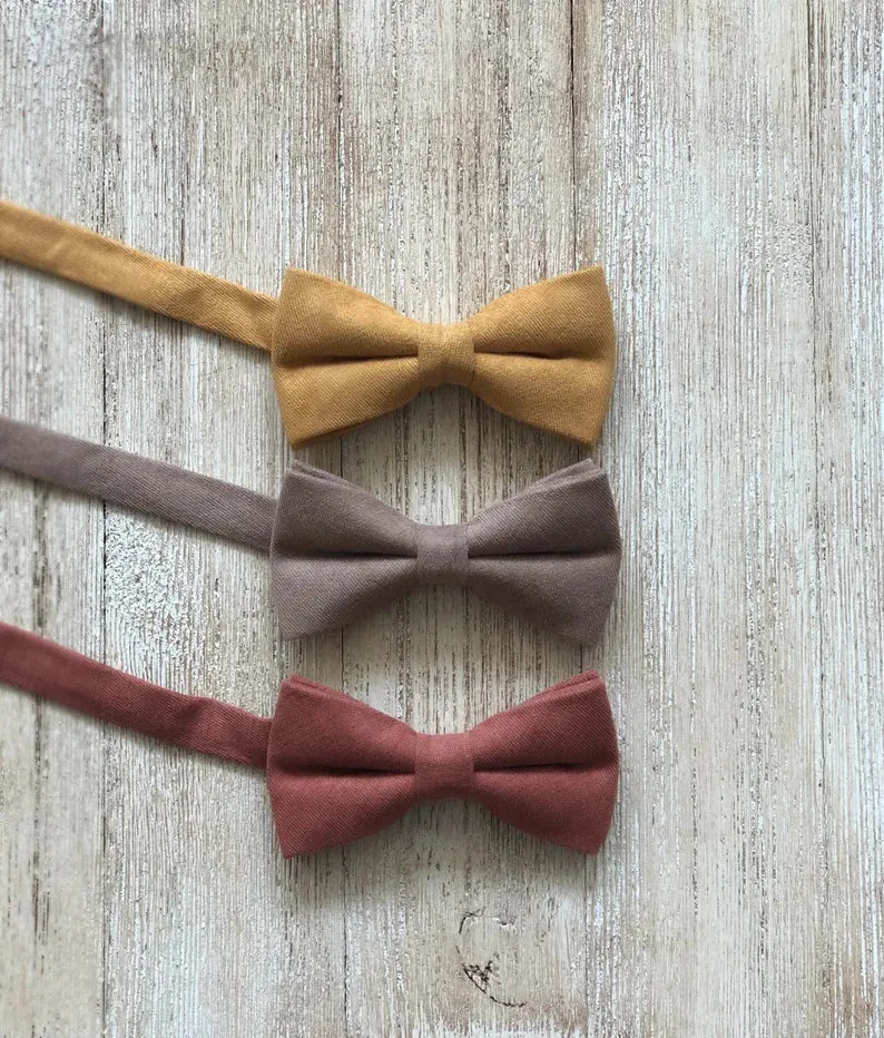 Taupe Linen Pre-Tied Bow Tie