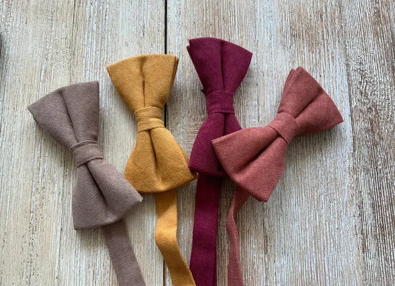 Taupe Linen Pre-Tied Bow Tie