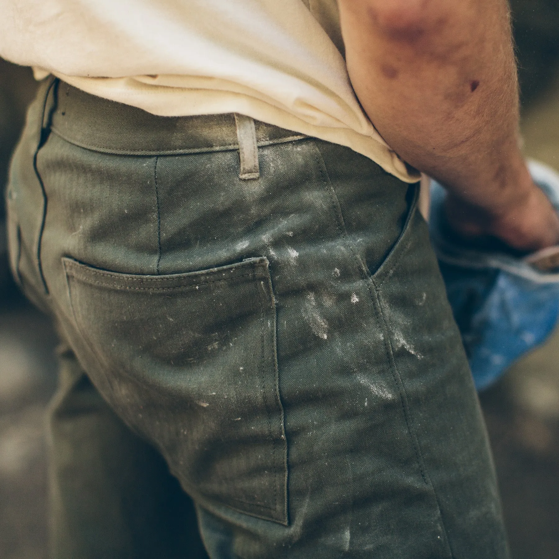 The Camp Pant in Olive Drab Herringbone