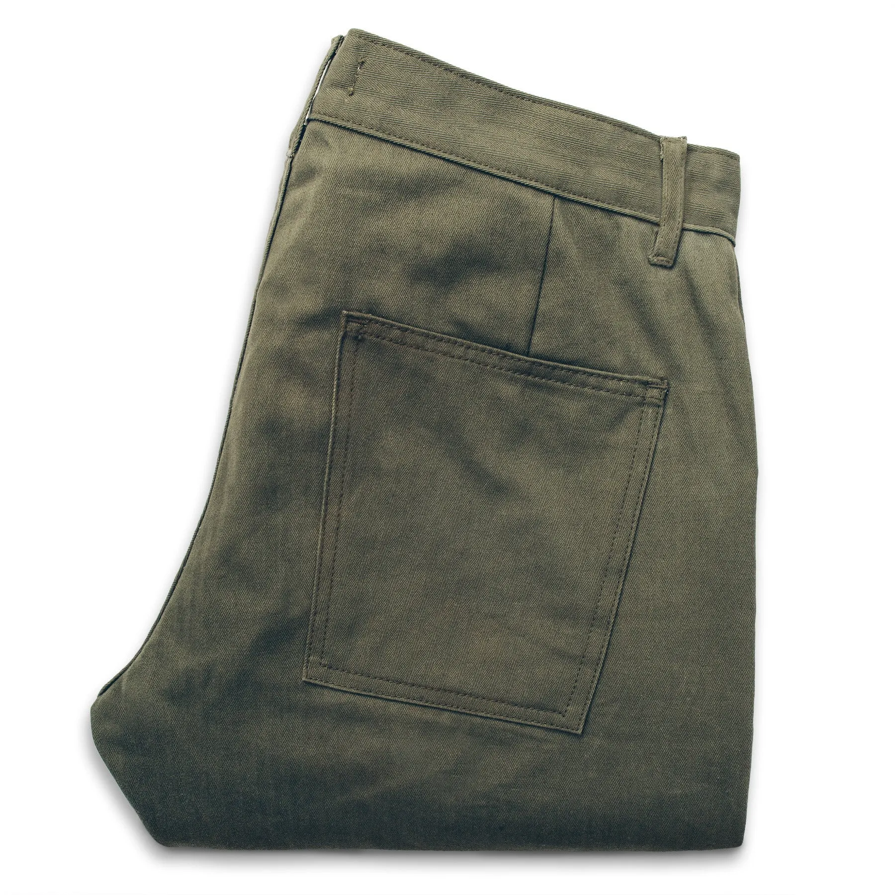 The Camp Pant in Olive Drab Herringbone