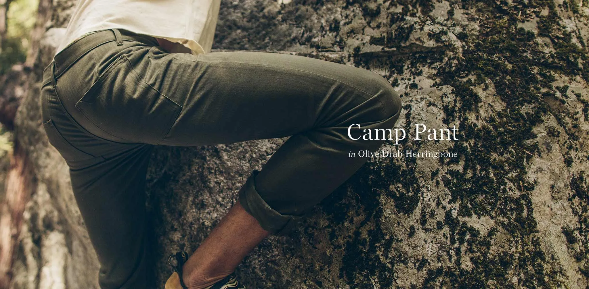 The Camp Pant in Olive Drab Herringbone