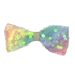 Unicorn Rainbow Sequin Bow Hair Clip