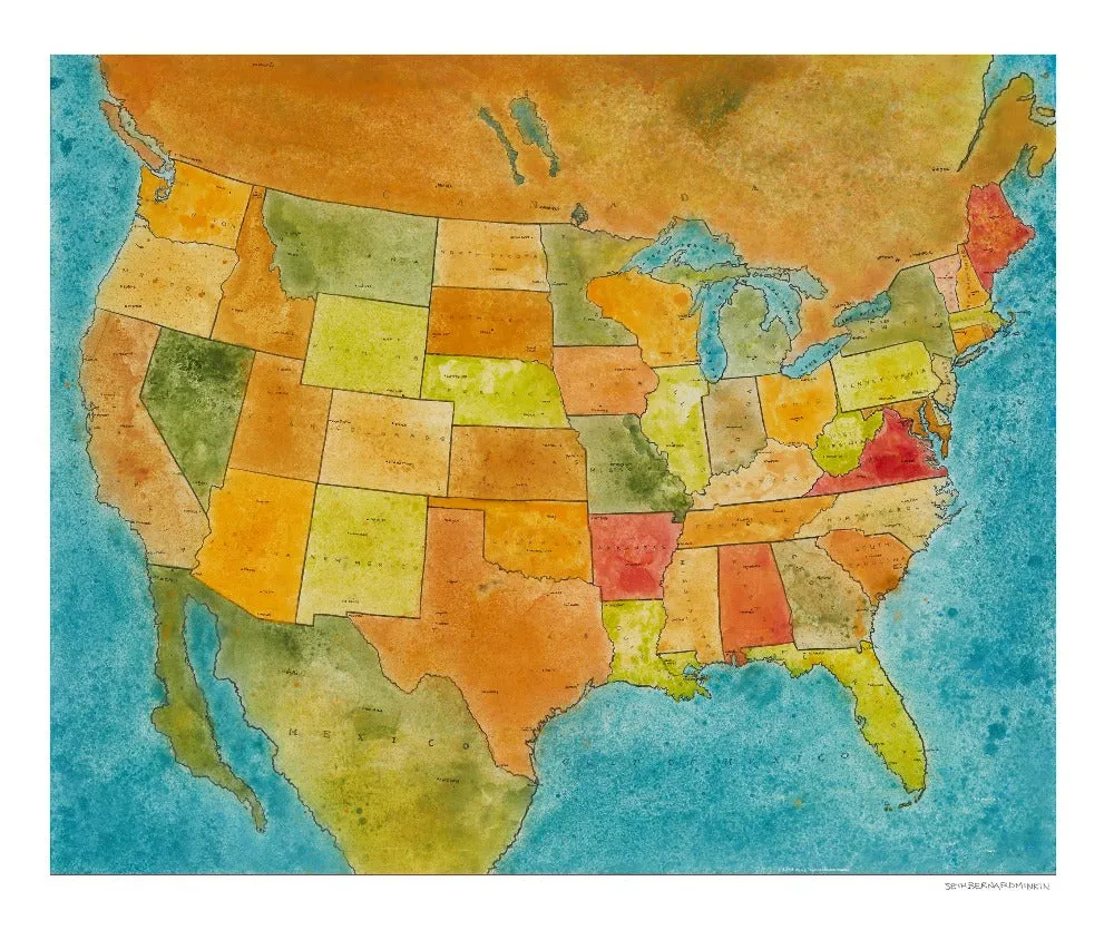 [united states map][limited edition print by seth b minkin]