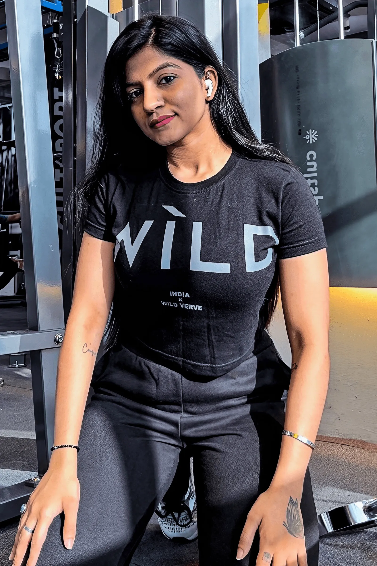 WILD INDIA X WILD VERVE (CROPPED) TEE IN BLACK