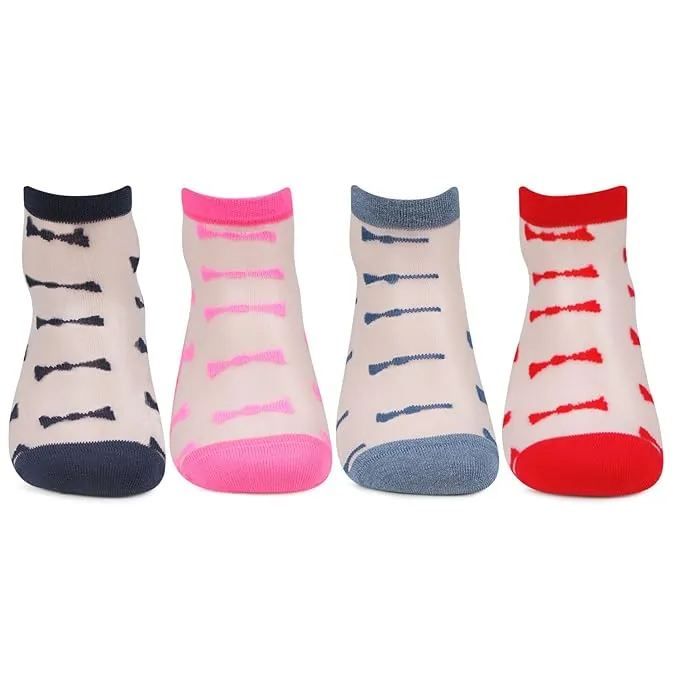 Women Multicolored Fashionable Net Socks - Pack Of 4