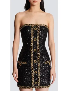 Women’s Bustier Dress with Sequin Embroidery